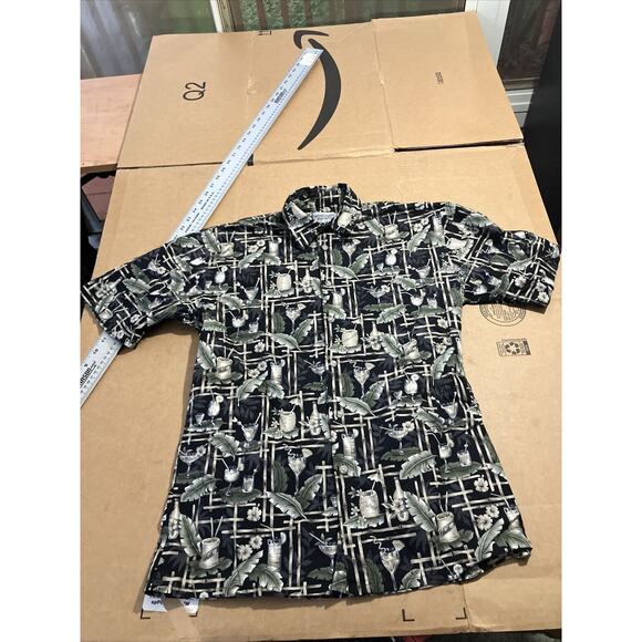 Windham Pointe Hawaiian Shirt Small, Palm Leaves Foliage Print, Beach‎ Drinks - Picture 1 of 12